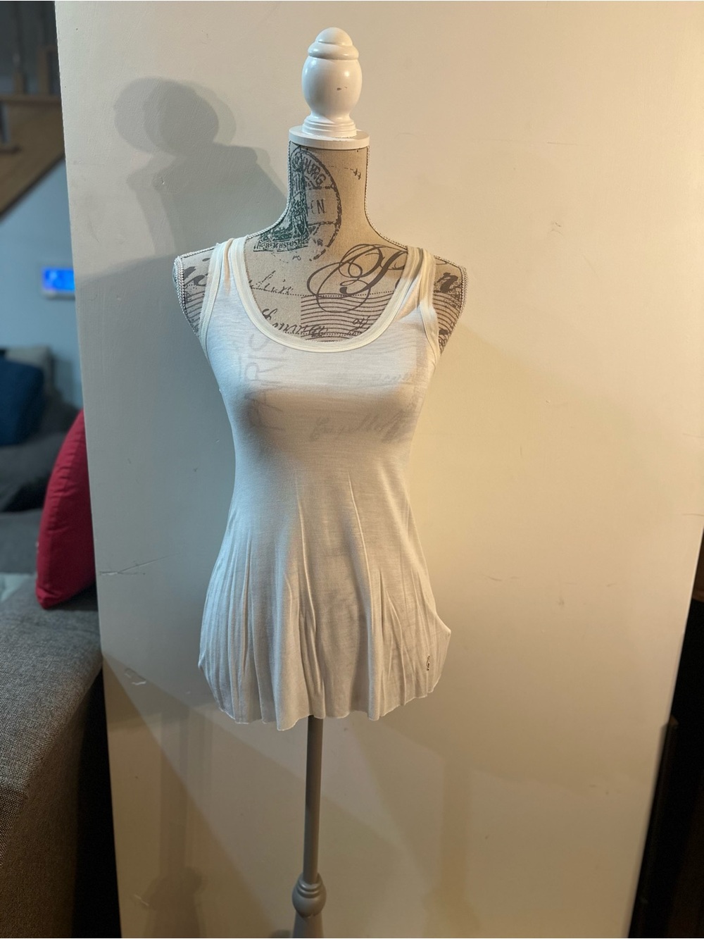 Juicy Couture Cream Scoop Neck Tank with Flared Hem